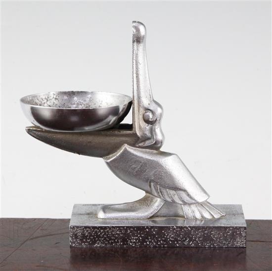 Edgar Brandt, A silvered iron ashtray or dish, 5.5in.